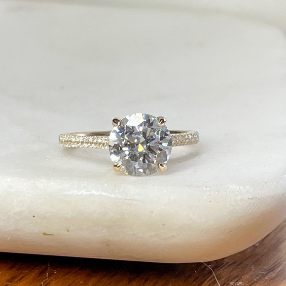 14k Gold 3ct Hidden Halo w/ Double Pave D, VVS1 Moissanite - Picture 7 of 17